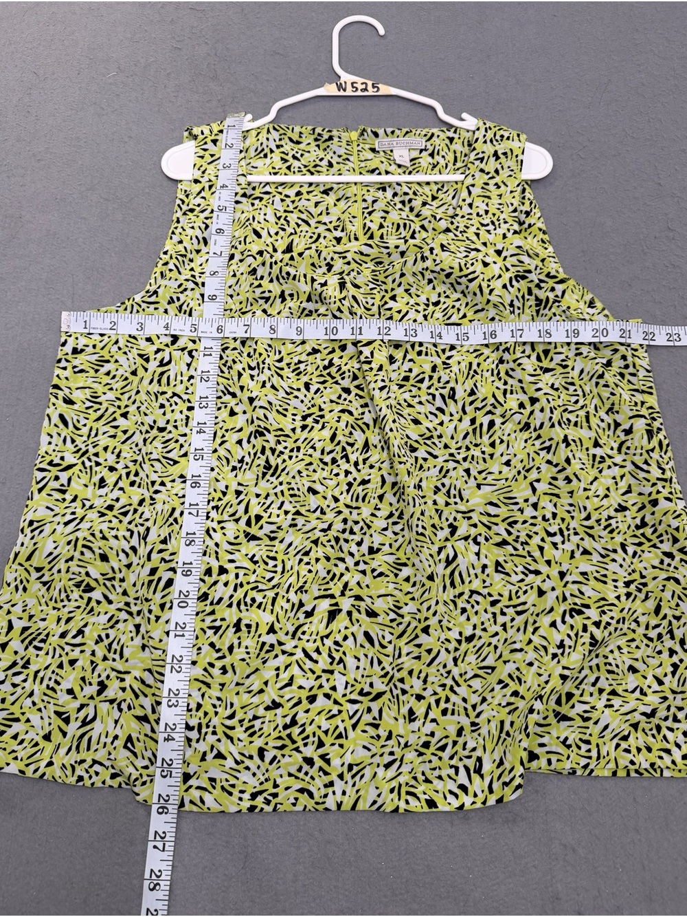 Women’s Dana Buchman Abstract Print Sleeveless Top XL Lime Black White - Picture 3 of 4